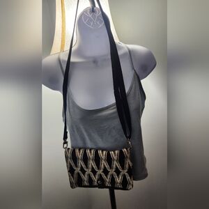 Thirty-One Black and white  Crossbody Bag with Woven Detail